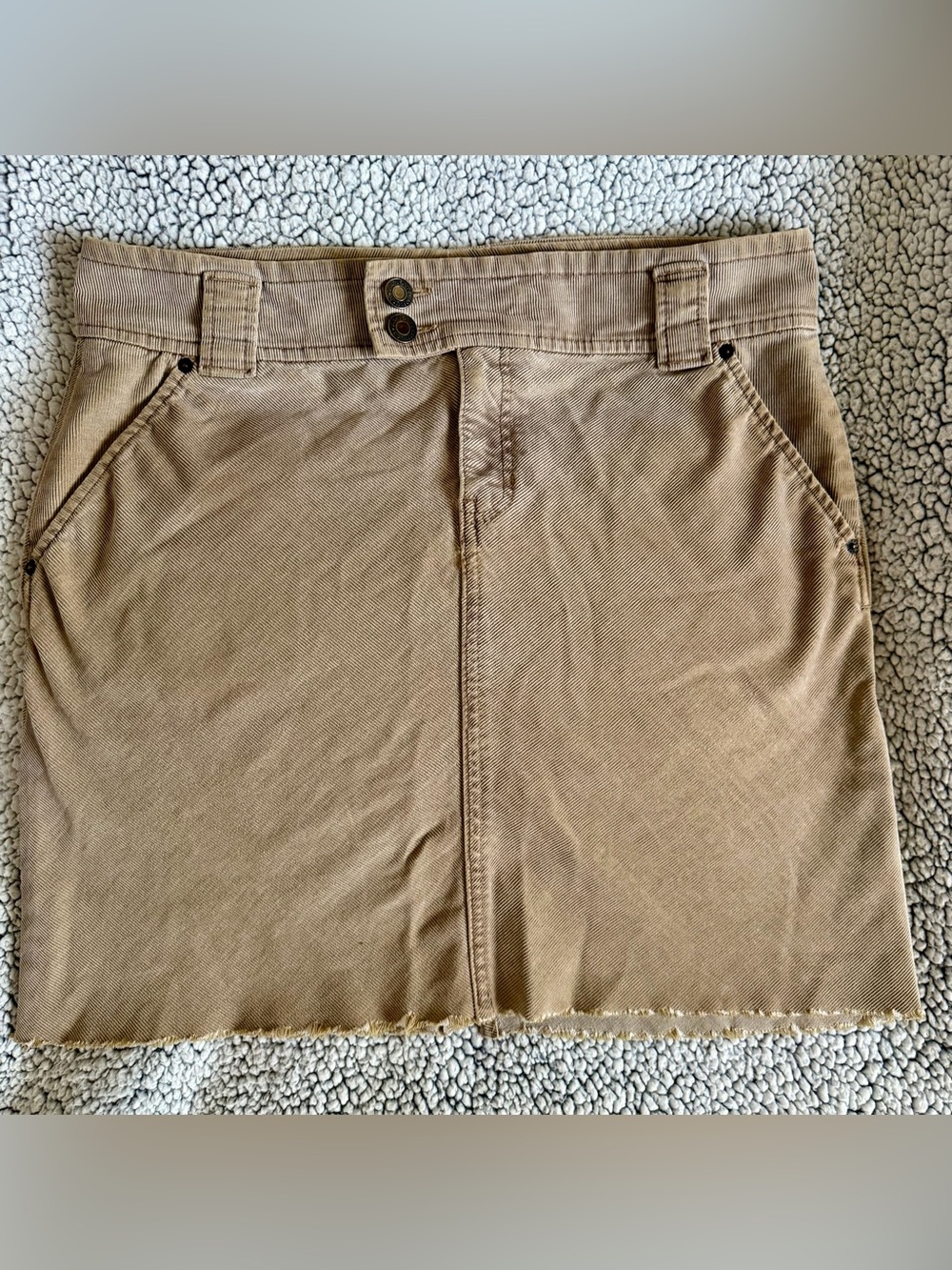GAP Women's Khaki Corduroy Skirt with Front Button Waist
